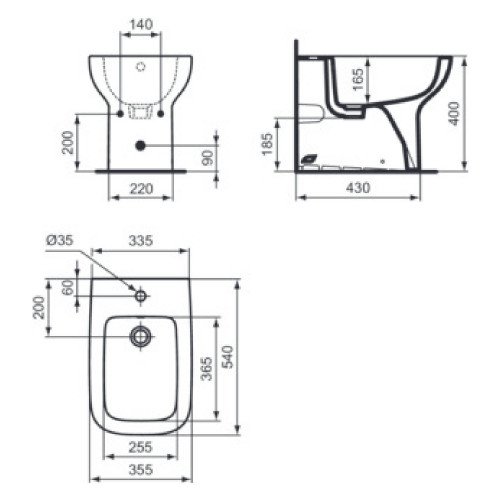 Bidet a terra filo muro I Life A bianco lucido - Ideal Standard | Megl