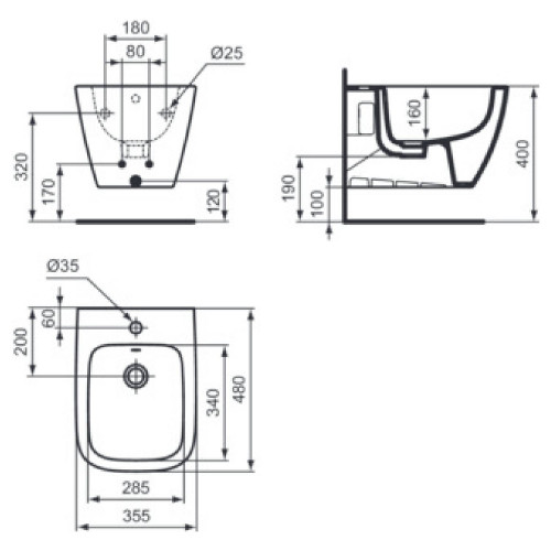 Bidet sospeso I Life S bianco lucido - Design moderno | Ideal Standard