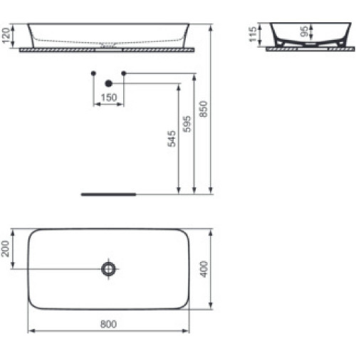 Lavabo ultrasottile Ipalyss 80x40 cm in kashmir - Ideal Standard