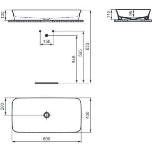 Lavabo ultrasottile 80x40 cm Ipalyss melograno – Ideal Standard