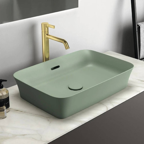 Lavabo ultrasottile 55x38 cm da appoggio Ipalyss salvia - Ideal Standa