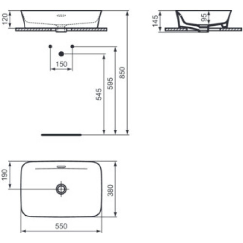 Lavabo ultrasottile rettangolare 55x38 cm Ipalyss polvere – Ideal Stan