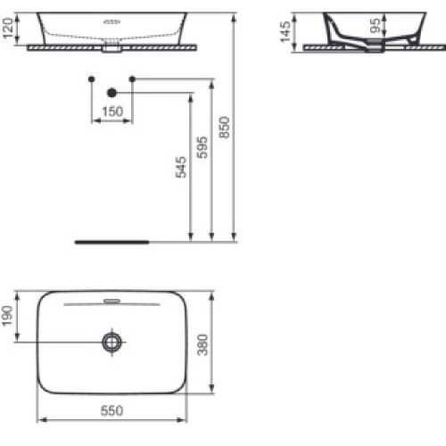 Lavabo ultrasottile rettangolare 55x38 cm Ipalyss cemento – Ideal Stan