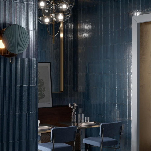 Crogiolo Rice Blu Pleat 3D Lux 7,5x20 cm - Piastrelle Strutturate Mara