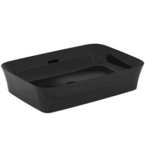 Lavabo ultrasottile 55x38 cm Ipalyss nero lucido da appoggio – Ideal S