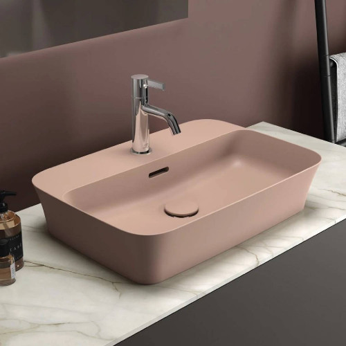 Lavabo ultrasottile rettangolare 55x38 cm Ipalyss rosa pallido – Ideal