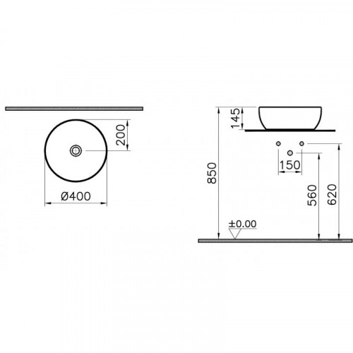 Lavabo da appoggio Outline Round 40 cm bianco lucido - Vitra