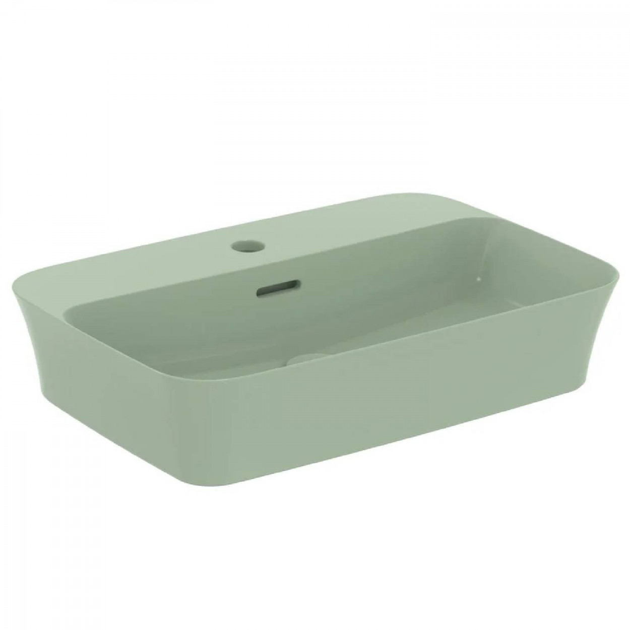 Lavabo ultrasottile rettangolare 55x38 cm da appoggio con foro e tropp