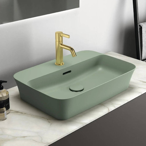 Lavabo ultrasottile rettangolare 55x38 cm da appoggio Ipalyss salvia -