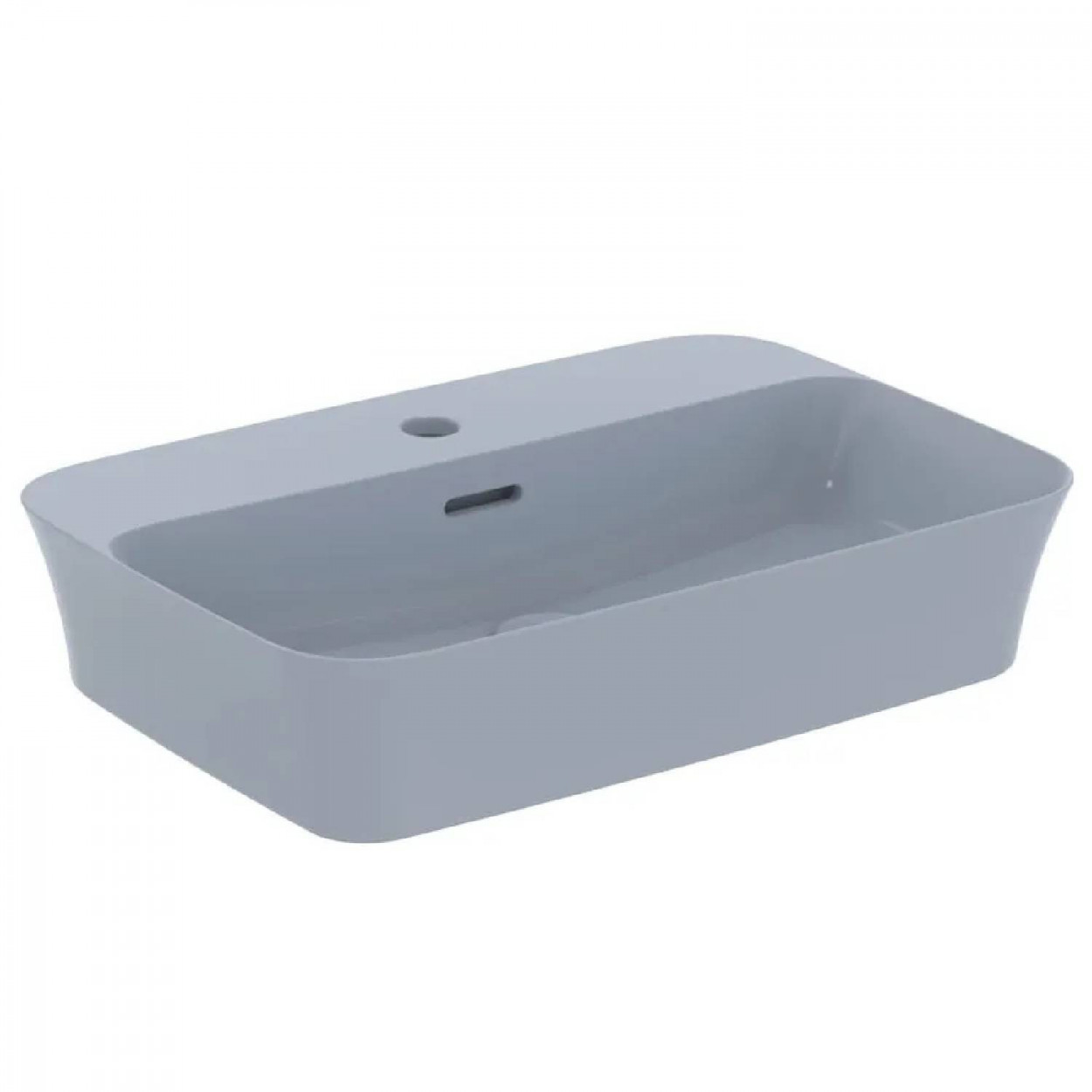 Lavabo ultrasottile rettangolare 55x38 cm da appoggio con foro e tropp