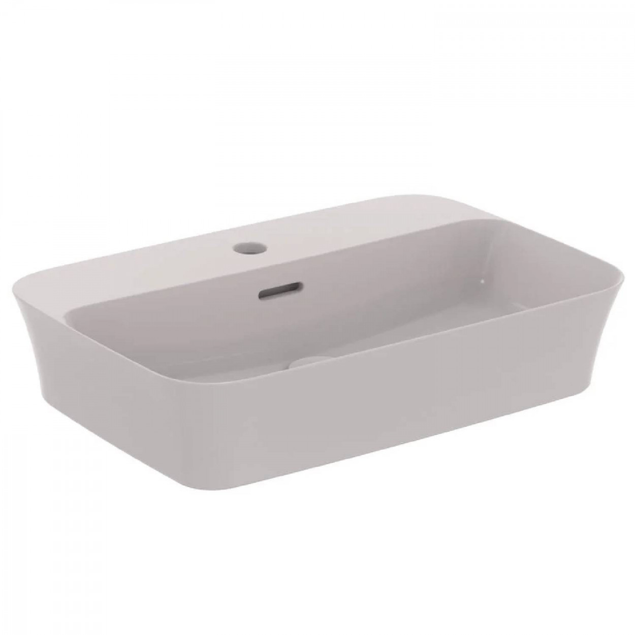 Lavabo ultrasottile rettangolare 55x38 cm da appoggio con foro e tropp