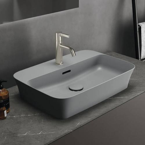 Lavabo ultrasottile rettangolare 55x38 cm Ipalyss cemento - Ideal Stan