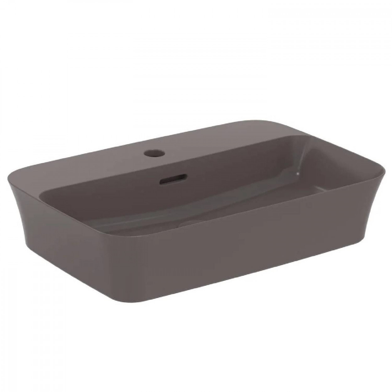 Lavabo ultrasottile rettangolare 55x38 cm da appoggio con foro e tropp