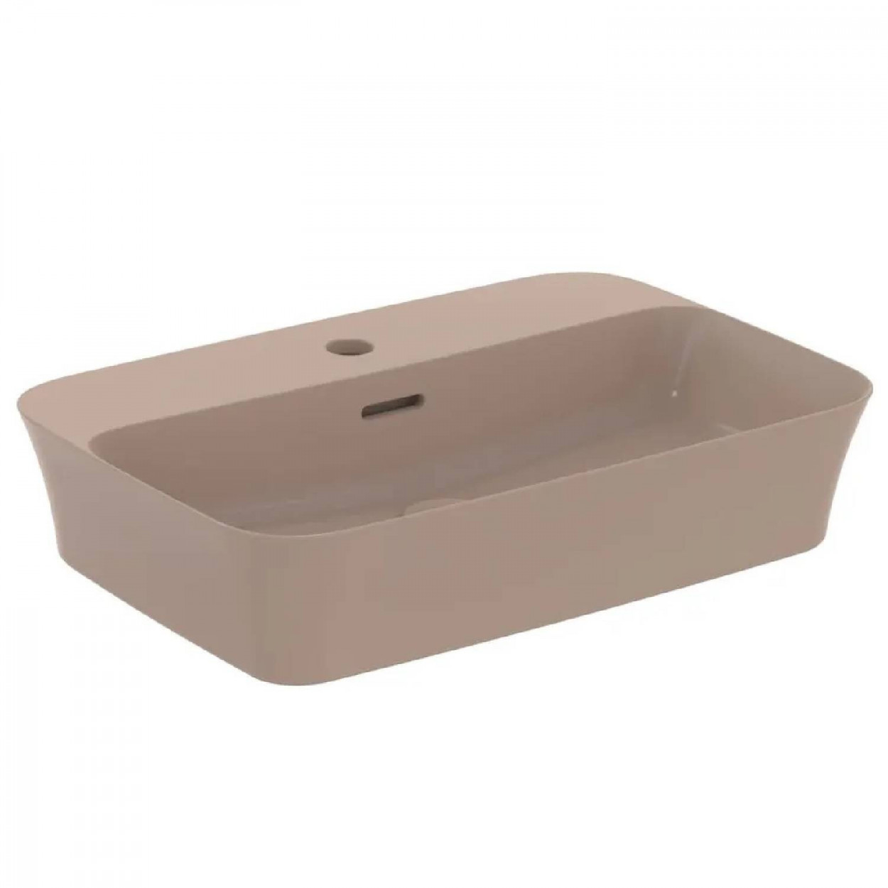 Lavabo ultrasottile rettangolare 55x38 cm da appoggio con foro e tropp