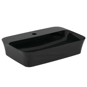 Lavabo ultrasottile rettangolare 55x38 cm Ipalyss nero lucido – Ideal