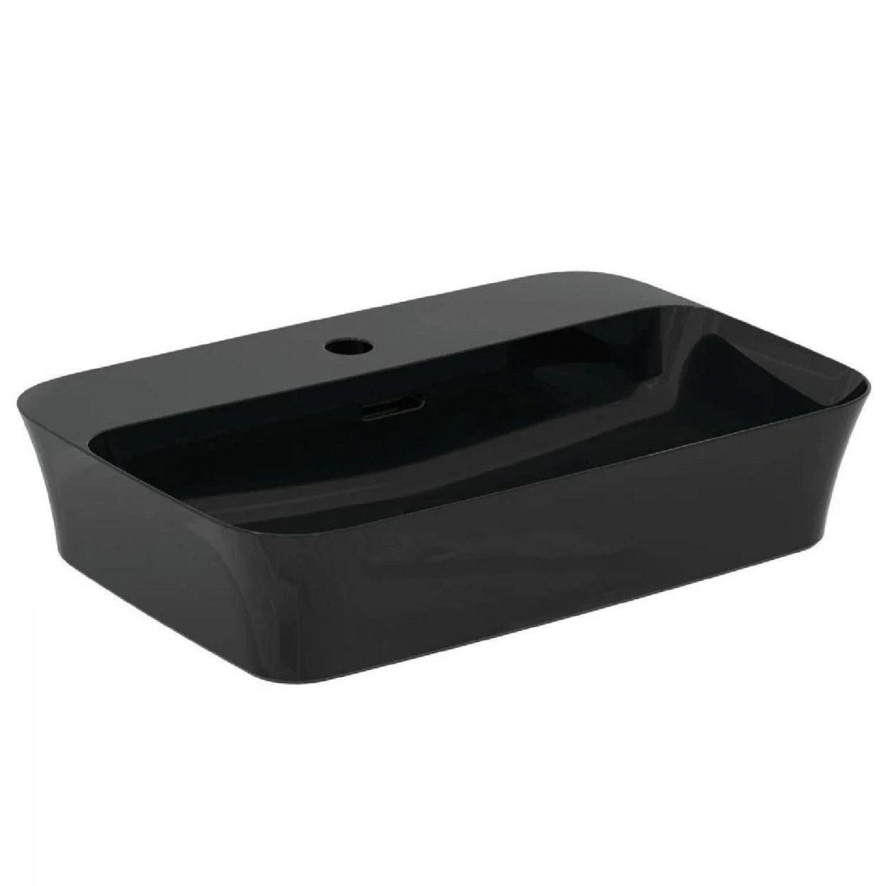 Lavabo ultrasottile rettangolare 55x38 cm da appoggio con foro e tropp