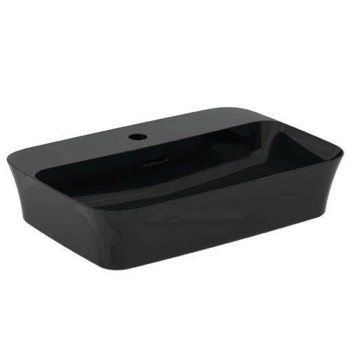 Lavabo ultrasottile rettangolare 55x38 cm Ipalyss nero lucido – Ideal