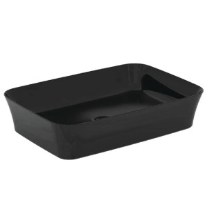 Lavabo ultrasottile rettangolare 55x38 cm da appoggio nero lucido Ipal