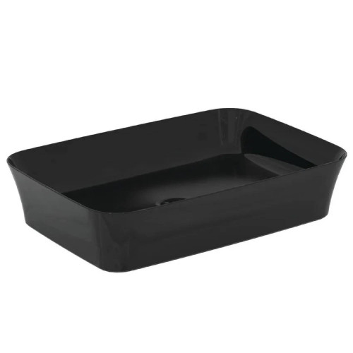 Lavabo ultrasottile rettangolare 55x38 cm da appoggio nero lucido Ipal