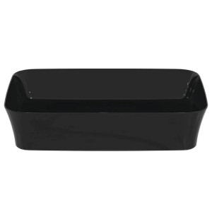 Lavabo ultrasottile rettangolare 55x38 cm da appoggio nero lucido Ipal 2