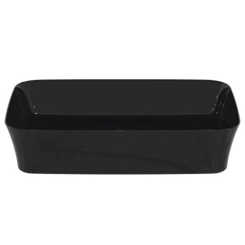 Lavabo ultrasottile rettangolare 55x38 cm da appoggio nero lucido Ipal