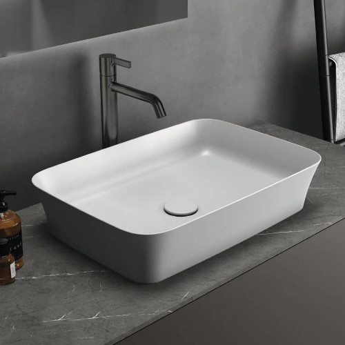 Lavabo ultrasottile rettangolare 55x38 cm Ipalyss bianco opaco – Ideal