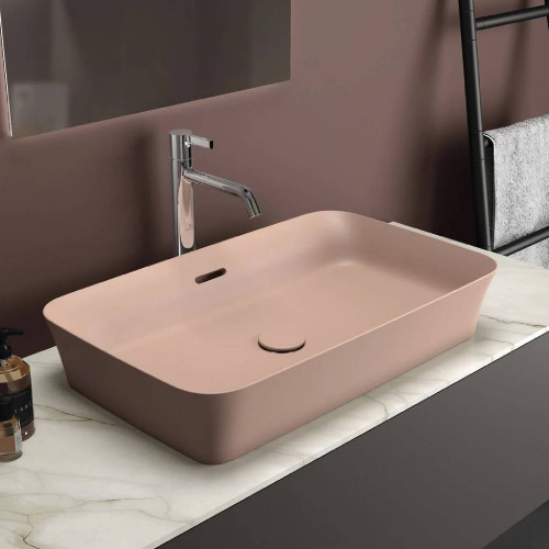 Lavabo ultrasottile rettangolare 65x40 cm Ipalyss rosa pallido – Ideal