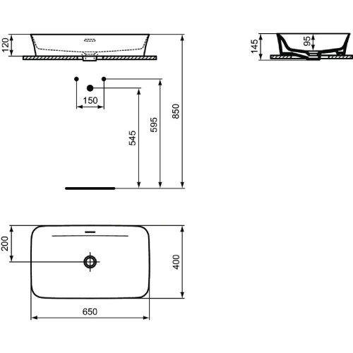 Lavabo ultrasottile 65x40 cm da appoggio Ipalyss kashmir – Ideal Stand