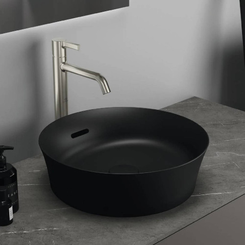 Lavabo ultrasottile rotondo 40x40 cm Ipalyss nero opaco – Ideal Standa
