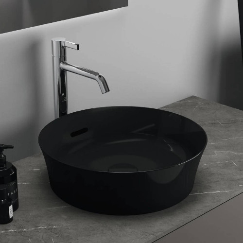 Lavabo rotondo ultrasottile 40x40 cm nero lucido Ipalyss – Ideal Stand