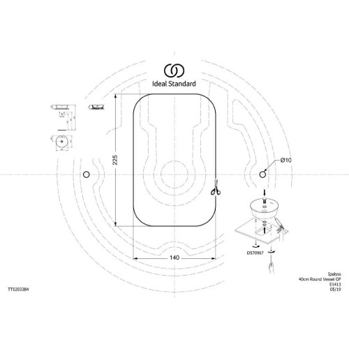 Lavabo rotondo 40x40 cm da appoggio Ipalyss bianco opaco – Ideal Stand