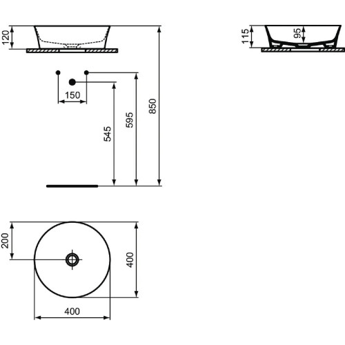 Lavabo tondo ultrasottile 40x40 cm rosa pallido Ipalyss – Ideal Standa