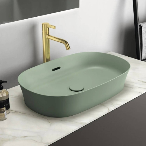 Lavabo ultrasottile ovale 60x38 cm Ipalyss salvia da appoggio – Ideal