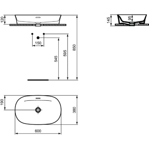 Lavabo ultrasottile ovale 60x38 cm Ipalyss salvia da appoggio – Ideal
