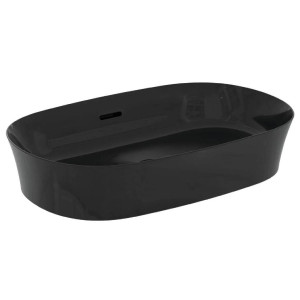 Lavabo ultrasottile ovale 60x38 cm da appoggio Ipalyss nero lucido