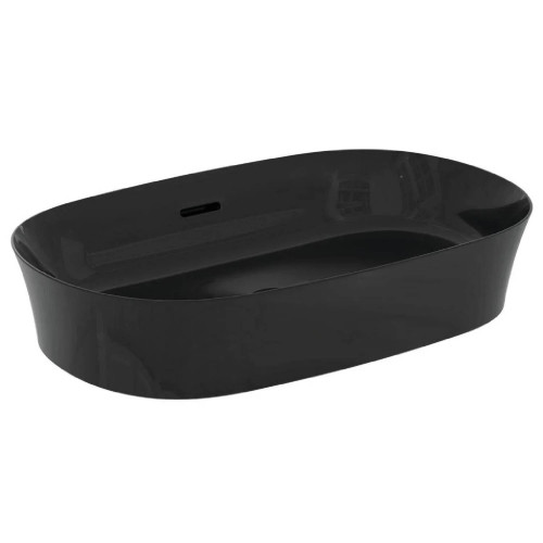 Lavabo ultrasottile ovale 60x38 cm da appoggio Ipalyss nero lucido