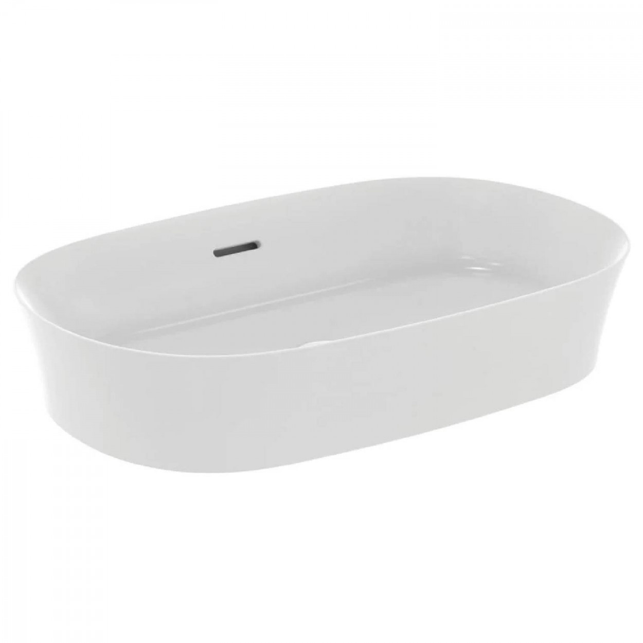 Lavabo ultrasottile ovale 60x38 cm da appoggio con troppopieno Ipalyss