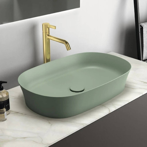 Lavabo ultrasottile ovale 60x38 cm Ipalyss salvia da appoggio – Ideal