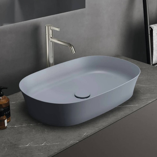 Lavabo ultrasottile ovale 60x38 cm da appoggio Ipalyss polvere – Ideal