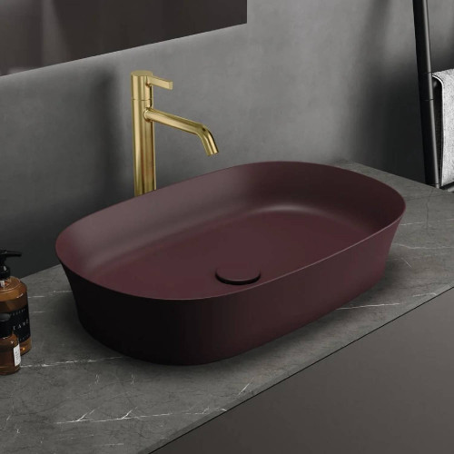 Lavabo ultrasottile ovale 60x38 cm da appoggio Ipalyss melograno – Ide