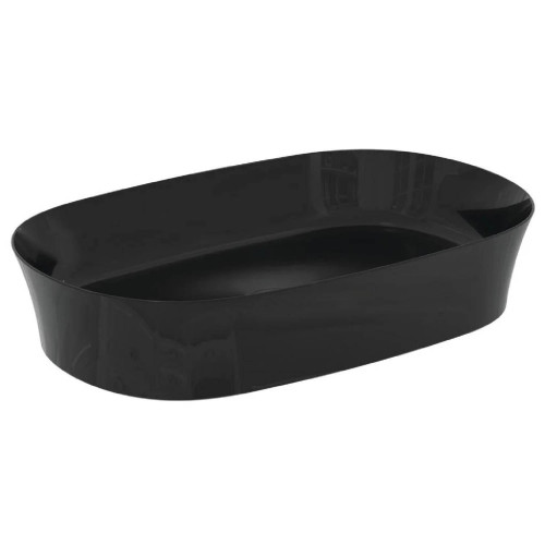 Lavabo ultrasottile ovale 60x38 cm da appoggio Ipalyss nero lucido – I