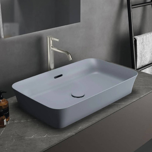 Lavabo ultrasottile rettangolare 65x40 cm da appoggio Ipalyss polvere