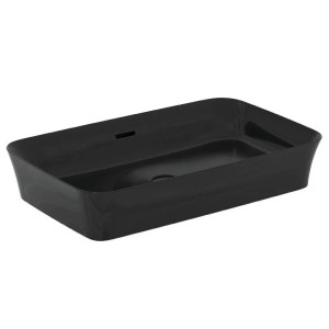 Lavabo ultrasottile rettangolare 65x40 cm Ipalyss nero lucido – Ideal