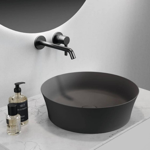 Lavabo ultrasottile tondo 40x40 cm Ipalyss ardesia senza troppopieno –