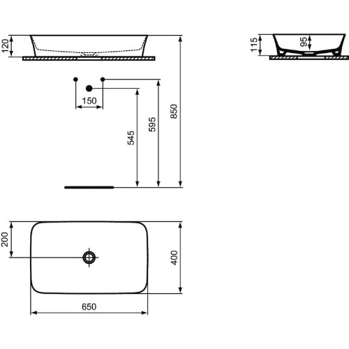 Lavabo ultrasottile 65x40 cm Ipalyss rosa pallido - Ideal Standard