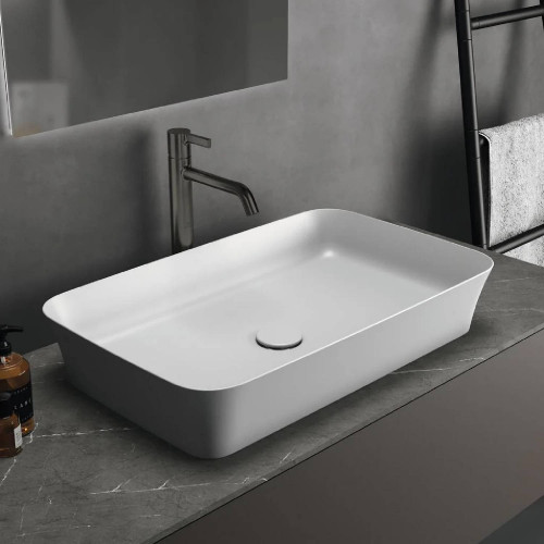 Lavabo ultrasottile rettangolare 65x40 cm Ipalyss bianco opaco – Ideal