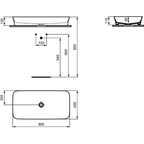 Lavabo ultrasottile 80x40 cm Ipalyss Ideal Standard – Bianco lucido