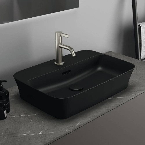 Lavabo ultrasottile rettangolare 55x38 cm Ipalyss nero opaco - Ideal S