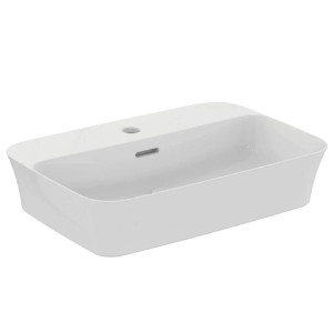 Lavabo ultrasottile rettangolare 55x38 cm da appoggio Ipalyss bianco l