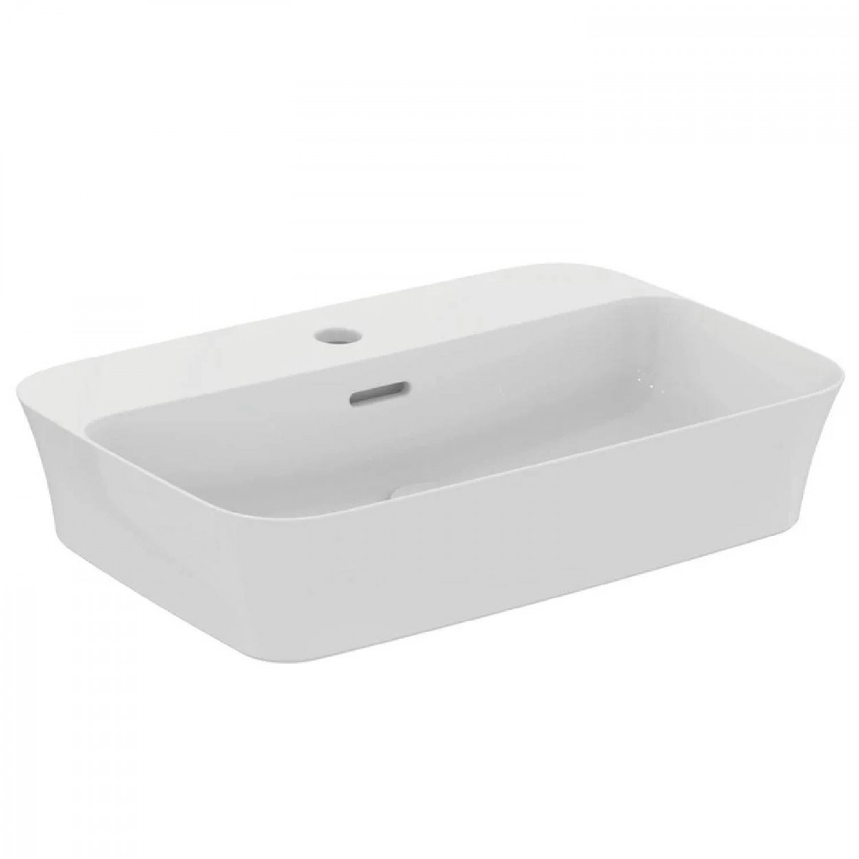 Lavabo ultrasottile rettangolare 55x38 cm da appoggio con troppopieno